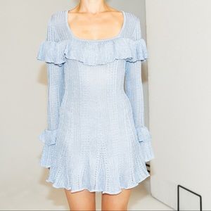 SOLD Self Portrait Blue Lurex knit tunic dress